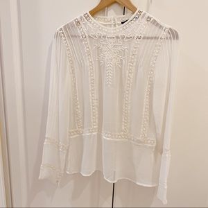 Zara embroidered sheer top
